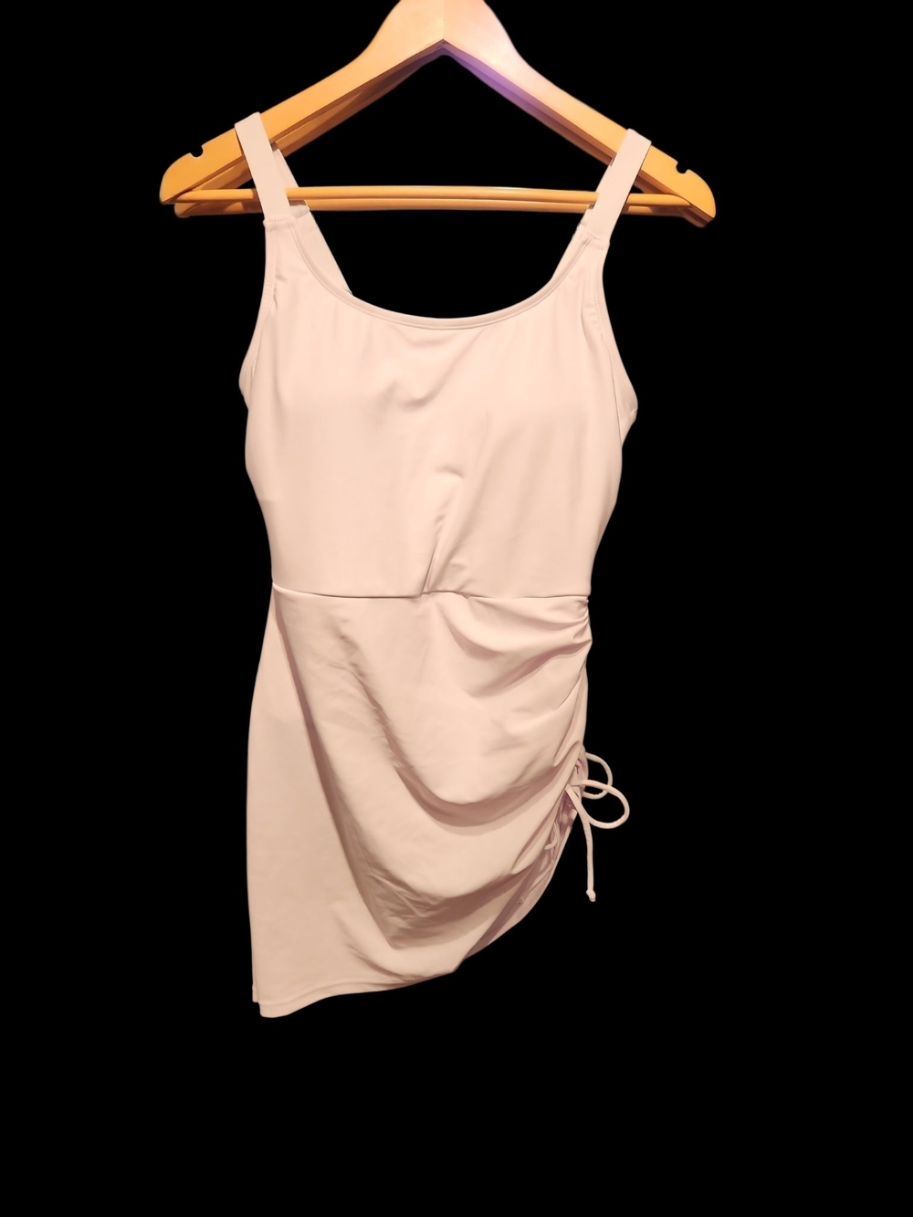 White Ruched Side Tank SWIM Dress